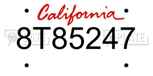 8T85247 California License Plate