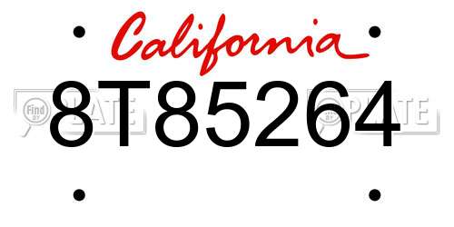 8T85264 California License Plate
