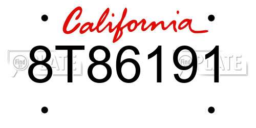 8T86191 California License Plate