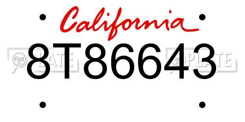 8T86643 California License Plate