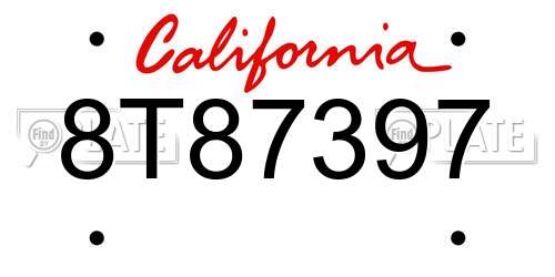 8T87397 California License Plate