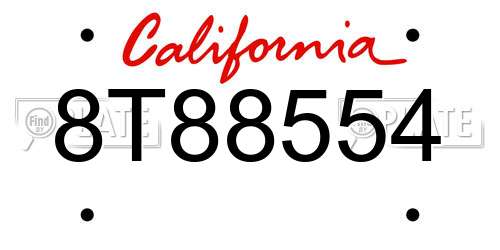 8T88554 California License Plate
