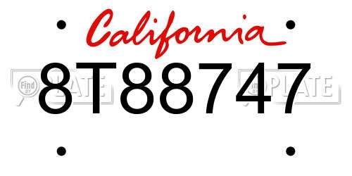 8T88747 California License Plate