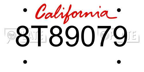 8T89079 California License Plate