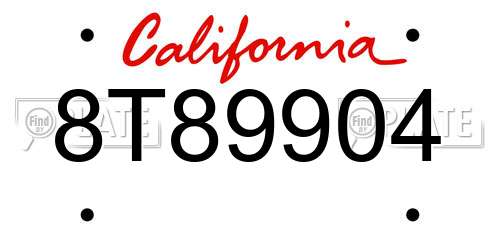 8T89904 California License Plate