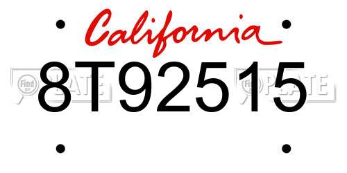 8T92515 California License Plate