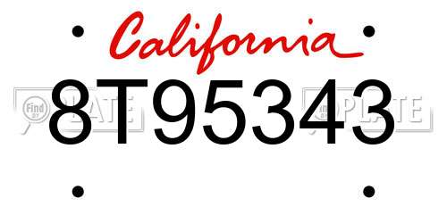8T95343 California License Plate