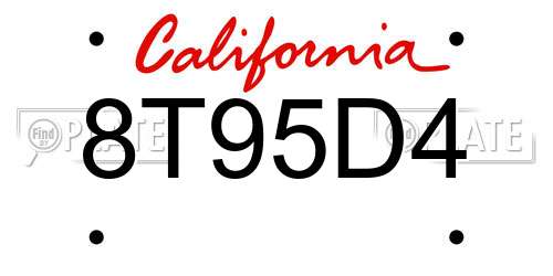 8T95D4 California License Plate