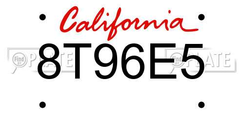 8T96E5 California License Plate