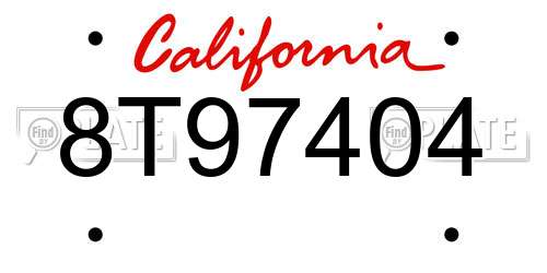 8T97404 California License Plate