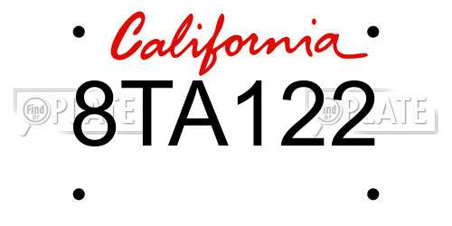 8TA122 California License Plate