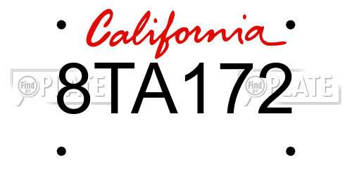8TA172 California License Plate