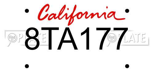 8TA177 California License Plate