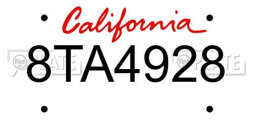 8TA4928 California License Plate