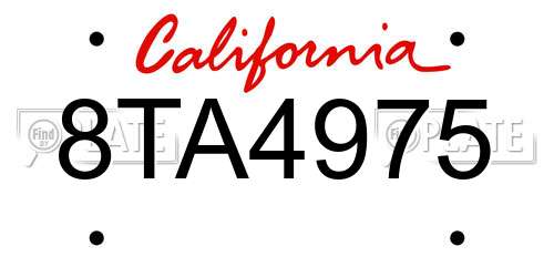 8TA4975 California License Plate