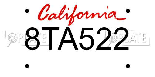 8TA522 California License Plate