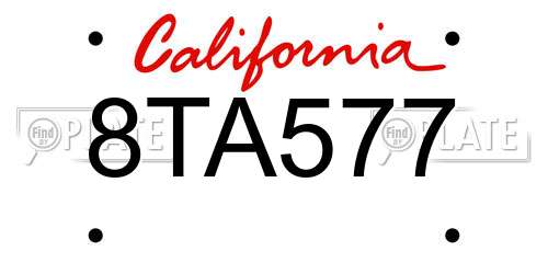 8TA577 California License Plate