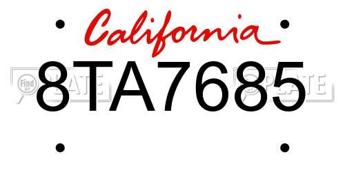 8TA7685 California License Plate
