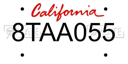 8TAA055 California License Plate
