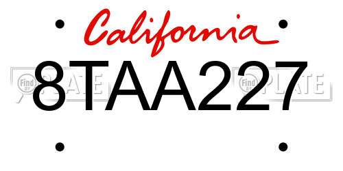 8TAA227 California License Plate