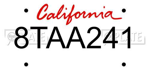 8TAA241 California License Plate