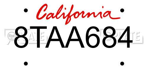 8TAA684 California License Plate