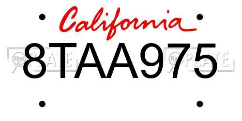 8TAA975 California License Plate
