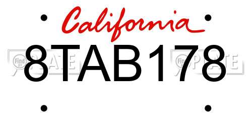 8TAB178 California License Plate