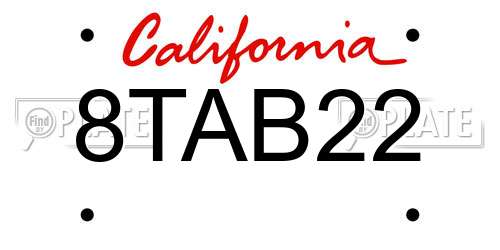 8TAB22 California License Plate