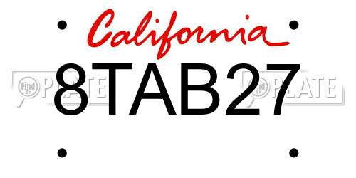 8TAB27 California License Plate