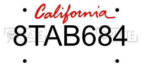 8TAB684 California License Plate