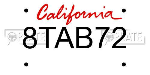 8TAB72 California License Plate