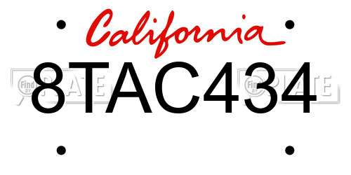 8TAC434 California License Plate