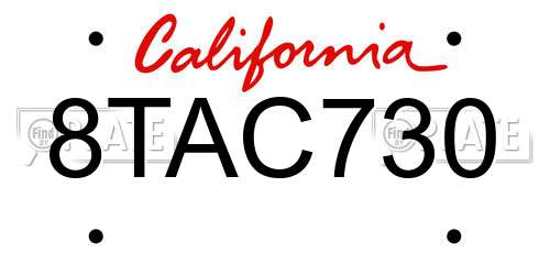 8TAC730 California License Plate