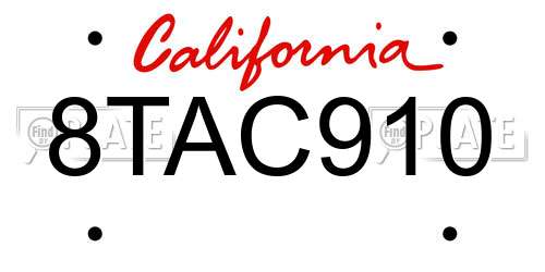 8TAC910 California License Plate