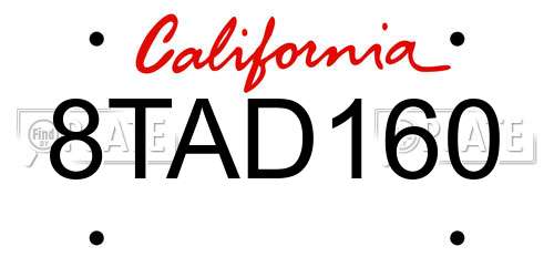 8TAD160 California License Plate