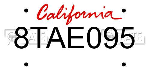 8TAE095 California License Plate
