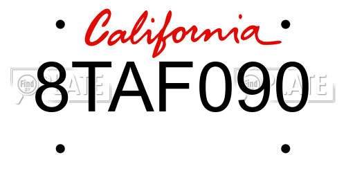 8TAF090 California License Plate