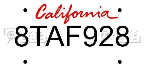 8TAF928 California License Plate