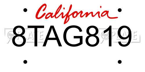 8TAG819 California License Plate