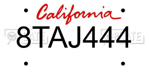8TAJ444 California License Plate