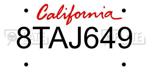 8TAJ649 California License Plate