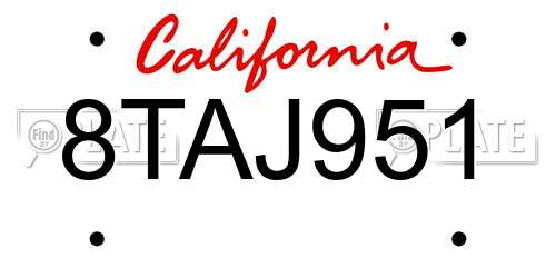 8TAJ951 California License Plate