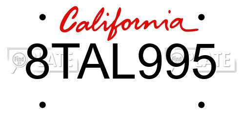 8TAL995 California License Plate
