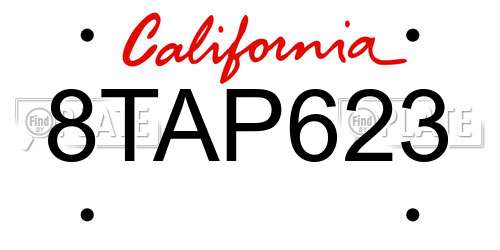 8TAP623 California License Plate