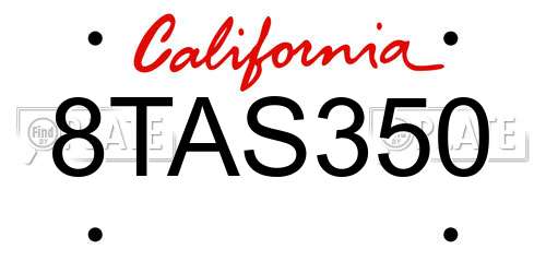 8TAS350 California License Plate