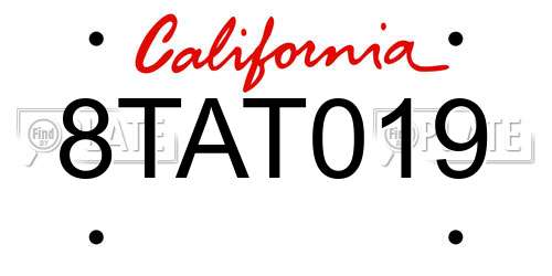 8TAT019 California License Plate