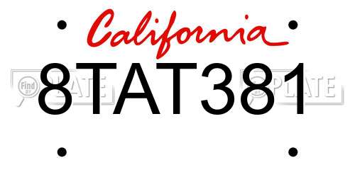 8TAT381 California License Plate