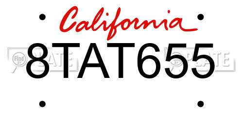 8TAT655 California License Plate