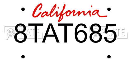 8TAT685 California License Plate